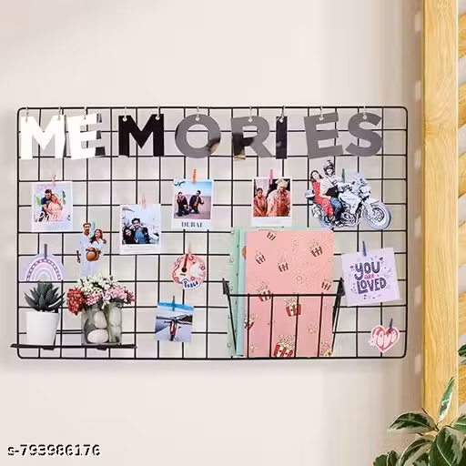 Photo Display Grid Frame Metal Mesh Wall Hanging Organizer