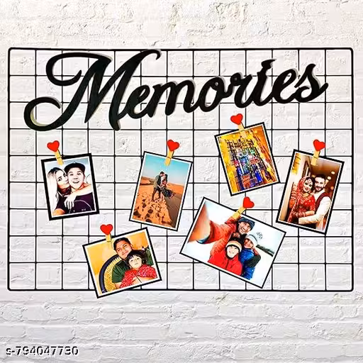 Wall Hanging Photo Display Grid 45x65 cm Wooden Clip Board