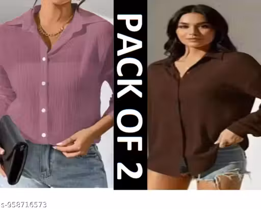 Women Collared Neck Shirt Combo Pack of 2 | Trendy Casual & Formal Wear Shirts