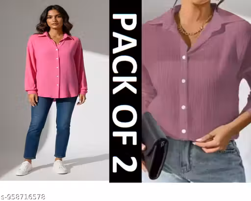 Women Trendy Western Shirt Pack of 2 | Stylish Button Down Office Wear Shirts