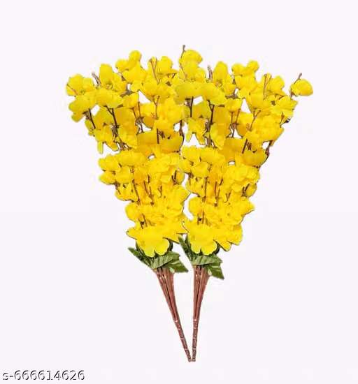 ISHAN Decor Artificial Yellow Blossom Flower Combo of 2 | Decorative Artificial Flowers for Vase, Home & Office Decor