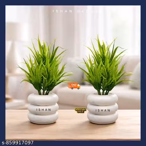 ISHAN DECOR SET Of 2 Artificial Flower Pot for home office decor
