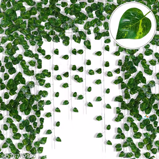 ADYANT Artificial Money Plant Vines – Set of 6 Strings (7 Feet Each) – Hanging Green Garland for Home Decor, Balcony, Wall, Main Door & Festive Decoration