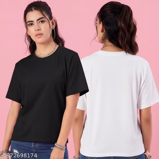 REXXONI Solid Women & Girls Round Neck Oversized White T-Shirts.RX-093