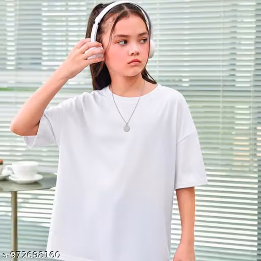REXXONI Solid Women & Girls Round Neck Oversized White T-Shirts.RX-101