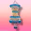 Pack of 1 ice blue and white combination one hook centre hanging jhumar for home decoration length 18 inch