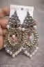 Oxidised Silver Look Chandbali Earrings with White Stones & Pearl Drops for Women