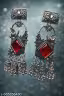Oxidized Silver Bird Motif Jhumka Earrings with Red Stone