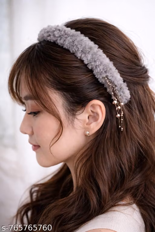 cute soft fancy faux fur hair bands for boby girls &kids-bulebrown