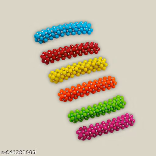 Multicolor Beaded Hair Clips for Women & Girls ( Pack of 6 )