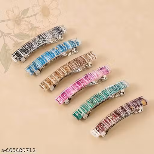 Stylish Multicolor Textured Hair Clips for Women & Girls ( Pack of 6 )