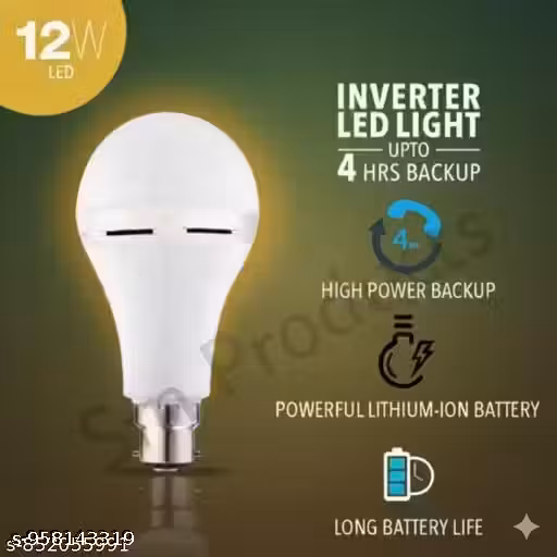 12 Watt B22 LED White Rechargeable Emergency light Inverter Bulb, Pack of 1