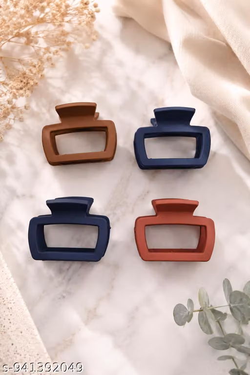 Premium Matte Finish Hair Claw Clips for Women & Girls | Strong Hold Stylish Hair Accessories | Daily Wear & Party Use | Pack of 4