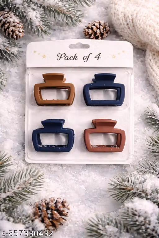 Pack of 4 Matte Finish Hair Claw Clips for Women & Girls | Strong Grip | Daily Use Hair Accessories
