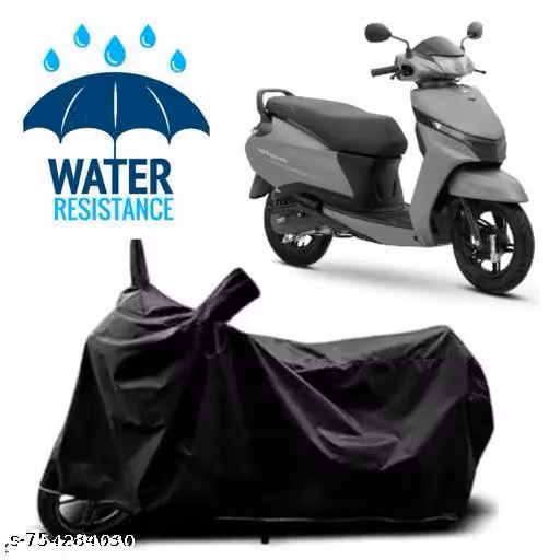 JR HUB TVS Jupiter (Grey) 100% Water Resistant Plain Black Bike Cover/Scooty Cover/Two Wheeler Cover with Side Mirror Pocket.