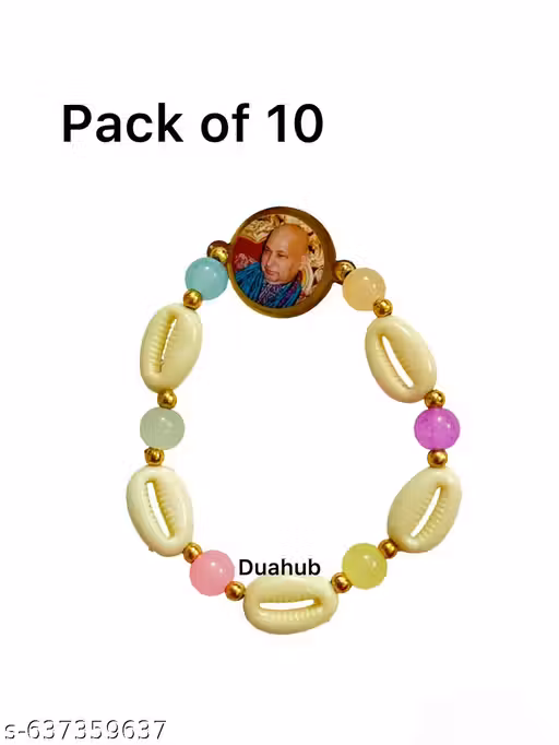 Jai Guru Ji Bracelet with Cowrie Shells |Spiritual blessings for Men & Women pack of 10