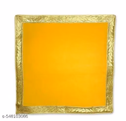 18 X 18 Inch Big Size Yellow Velvet Pooja Aasan Square Kapda For God Puja Ghar Altar Cloth for singhasan