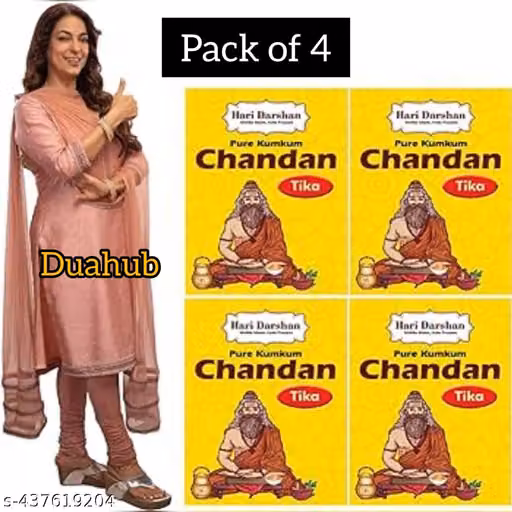 Hari Darshan Pure Kumkum Chandan Tika -Pack of 4-40gm Each | Sandalwood Paste with Long Lasting Fragrance Tilak for Daily Pooja,Havan