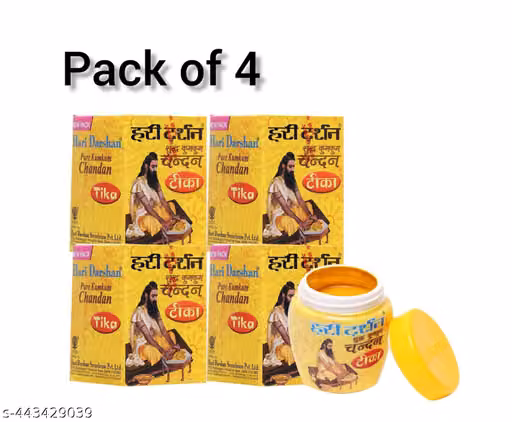 Hari Darshan Pure Kumkum Chandan Tika -Pack of 4-40gm Each | Sandalwood Paste with Long Lasting Fragrance Tilak for Daily Pooja,Havan