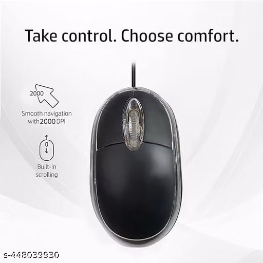 Wired USB Optical Mouse With 3 Buttons (Black)