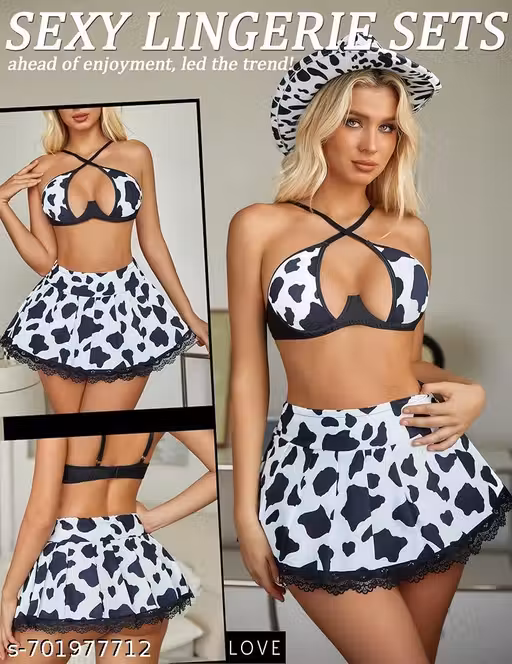 SMALL TO XL Lingerie Set for Women with Underwire Piece Lingerie Sets Sexy Outfit Lingerie Set with Lace Mini Pleated Skirt