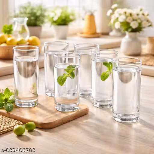JYOTI XPRESS-Premium Transparent Glass Tumbler Set of 6 | Stylish Water Juice Drinking Glasses | Crystal Clear Durable Glass | Kitchen & Dining Essential