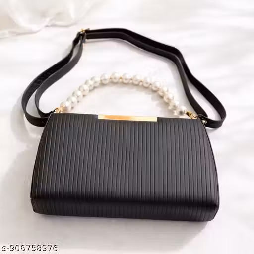 Trendy black Pearl Sling Bag For Girls Party, Wedding And Daily Use | New Fashion Pearl Sling Bag For Girls| Premium Quality Girls Daily Wear Hand Purse