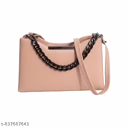women stylish beige shoulder bags for casual |girls and women stylish purse |Women fashion side bag for party |Shoulder Sling Handbag with Chain