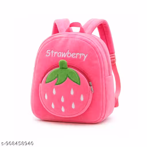 A Soft Pink Strawberry School Bag For Kids |Premium Quality Fabric Soft and Durable Bag For Kids |Picnic Bag |Travelling Bag|Lightweight and Comfortable Bag For kids