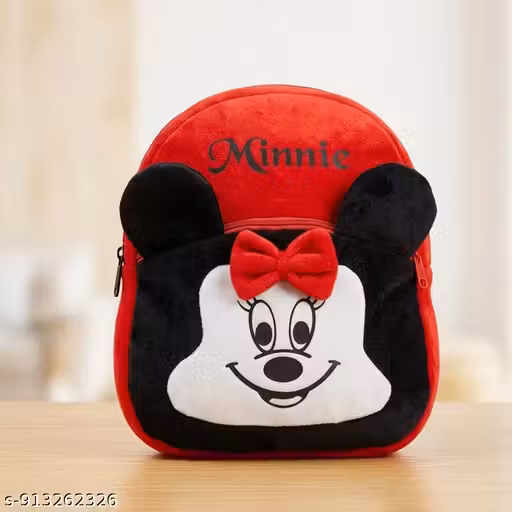 A Soft Plush Minnie Kid Bag for school and tuition going kids |Two compartment school bag| picnic bag| soft cartoon design bag for kids