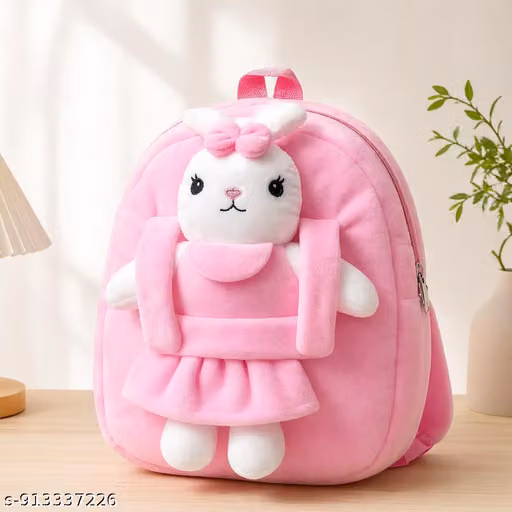 A soft and comfortable Rabbit pink school bag for kids| One main compartment bag for 1 to 3 year girl and boy school bag