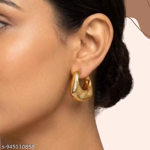 Luxury Vintage Gold Textured Hoop Earrings for Women – Trendy Geometric Statement Stud Earrings | Elegant Fashion Jewelry for Girls, Party Wear & Daily Styling