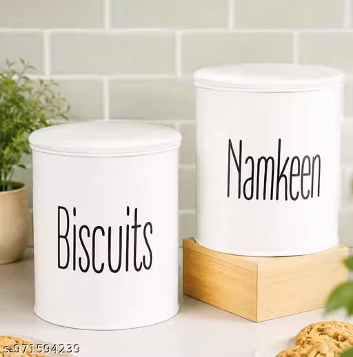 Premium Metal Airtight Biscuit & Namkeen Storage Jar Set | Kitchen Food Storage Container with Lid | Multipurpose Storage Canister Combo