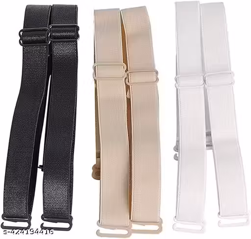 Setster Bra Straps for Women Adjustable Strap (Black,Cream,White)(12MM)