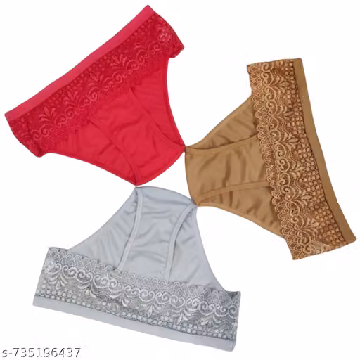 Womens Fancy Panty (Pack of 3) | Women's Lace Hipster Panty Soft Fabric Multicolor (Pack of 3) | Hipster Panty Pack of 3 | COMBO PACK OF 3 LACE LYCRA COTTON,HIPSTER BRIEFS/ PANTYS FOR WOMEN's and GIRL's | Women's Full Coverage Micro Modal Elastane Stretch