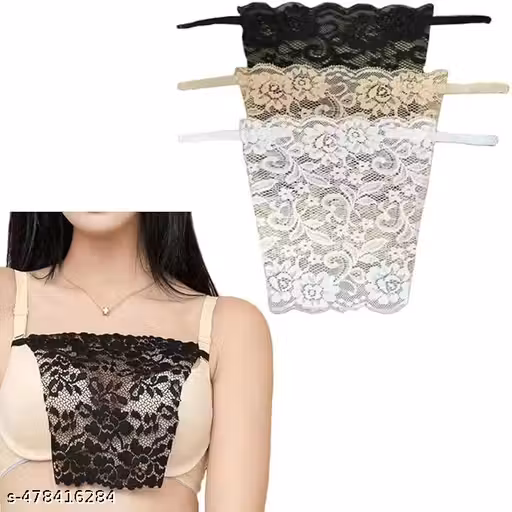 Women Beautiful Cotton Clip-on Mock lace Comisole Comi Secret Black,Beige,White(Pack of 3)