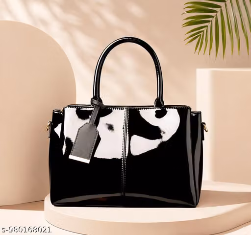 Women's Patent Leather Tote Handbag with Detachable Sling Strap, Zip Closure, Spacious Multi Pocket Shoulder Bag for Office, College, Travel & Shopping