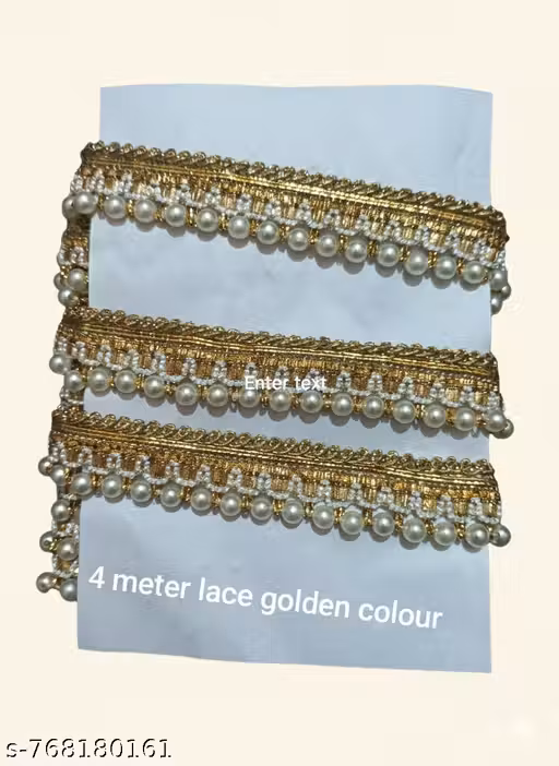 Golden colour lace design lace, suit lace, Saree lace, blouse lace, suit lace, (4 meter lace golden