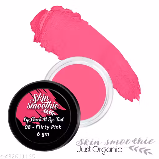 SKIN SMOOTHIE Just Organic Velvet Matte Lip & Cheek Tint – Peach Touch: 3-in-1 Blush, Lip & Eye Tint Enriched with Vitamin E & Almond Oil" (LIP&CHEEK-FLIRTY-PINK)