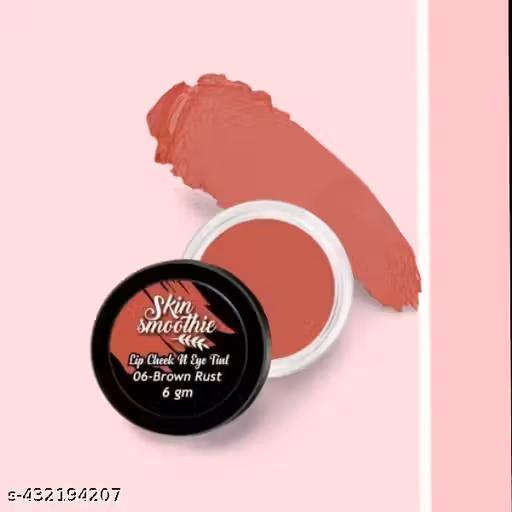 SKIN SMOOTHIE Just Organic velvet matte lip & cheek tint for Makeup Blush Enriched with vit e and almond oil -3 in Lip -Cheek & Eeye Tint (Color Brown Rust)