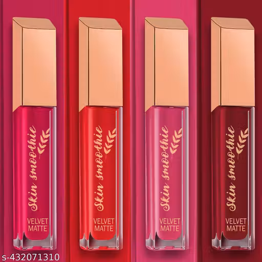 SKIN SMOOTHIE Just Organic Velvet Matte Liquid Lipstick PINK EDITION 18 hrs -kiss-proof Transfer-Proof, Smudge-Proof, Long Lasting, Hydrating & Lightweight Lip Color Infused with almond oil & vitamin E-combo of 4pc