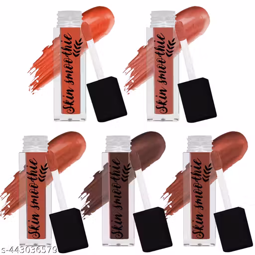 SKIN SMOOTHIE Just Organic Pack of 5 Matte Liquid Lipstick Long Stay Lipstick With Almond Oil & Vitamin E (Nude Edition)