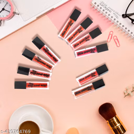 SKIN SMOOTHIE Just Organic set of 10pc Lipstick Liquid Mini || Pocket Lipstick || traveling Lipstick || 18 Hr Kiss-Proof Transfer-Proof, Smudge-Proof, Long-Lasting, with Almond Oil & Vitamin E (Set Of 10)