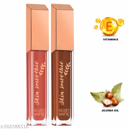 SKIN SMOOTHIE Matte Liquid Lipsticks for Women - Lip Stian Waterproof 18 Hours Long Lasting Lip Tint with Vitamin E(SET-2)(,5,6)