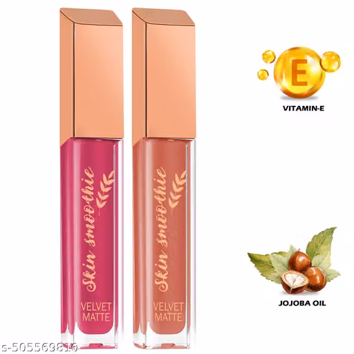 SKIN SMOOTHIE Matte Liquid Lipsticks for Women - Lip Stian Waterproof 18 Hours Long Lasting Lip Tint with Vitamin E(SET-2)(7,8)