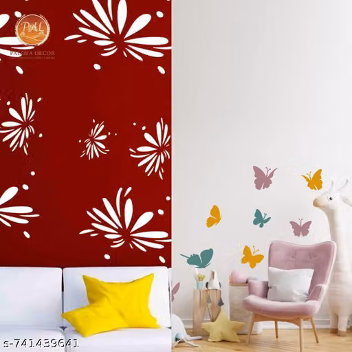 PALORA DECOR Floral & Bfly Theme Wall Stencil | 16 x 24 Inch | Multi-Use Stencil for Home & Office Wall Decor | Pack of 2
