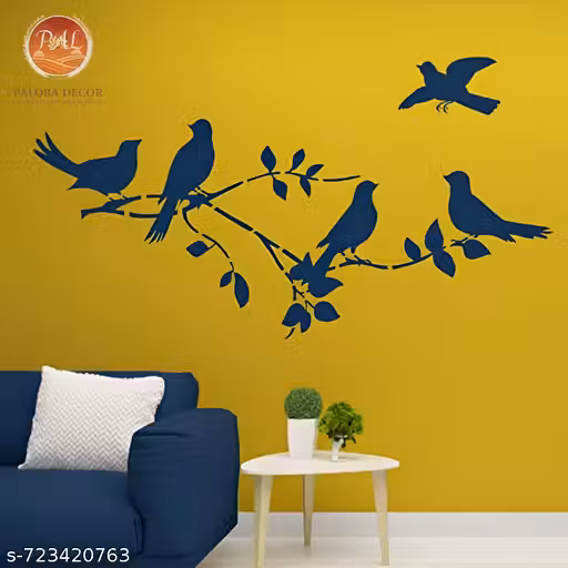 PALORA DECOR Birds on Branch Theme Wall Stencil for Creative Spaces | Size:- 16 x 24 Inch | Multi-Use Painting Stencil for Bedroom, Balcony, Living Room, Pooja Room, Kids room, Home Entrance , Accent Wall & Office | Pack of 1