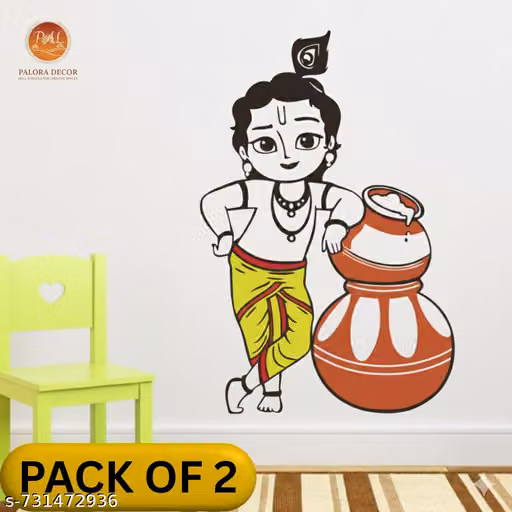 PALORA DECOR Cute Krishna Theme Wall Stencil for Creative Spaces | Size:- 16 x 24 Inch | Multi-Use Painting for Home & Office | Pack of 2
