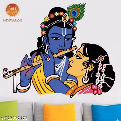 PALORA DECOR Radha Krishna Theme Wall Stencil for Creative Spaces | Size:- 16 x 24 Inch | Multi-Use Painting Stencil for Bedroom, Balcony, Living Room, Pooja Room, Kids room, Home Entrance , Accent Wall & Office | Pack of 1
