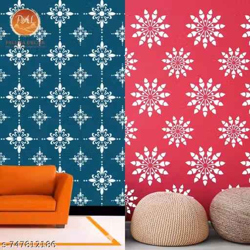 PALORA DECOR Floral Theme Wall Stencil | 16 x 24 Inch | Multi-Use Stencil for Home & Office Wall Decor | Pack of 2